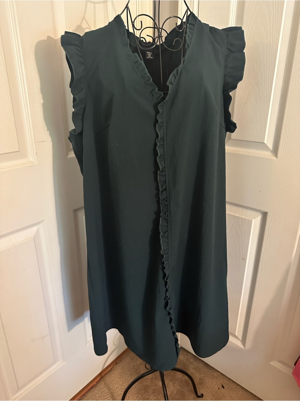 SHEIN Hunter Green Sleeveless Dress With Ruffles 2xl